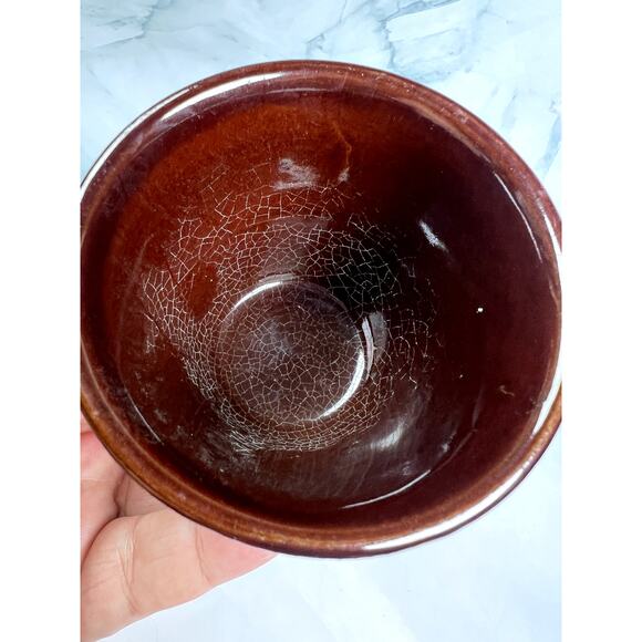 Set of 8 MCM Tricolor Ceramic Pudding Bowls – Mid-Century Modern Brown & Tan - Picture 3 of 7
